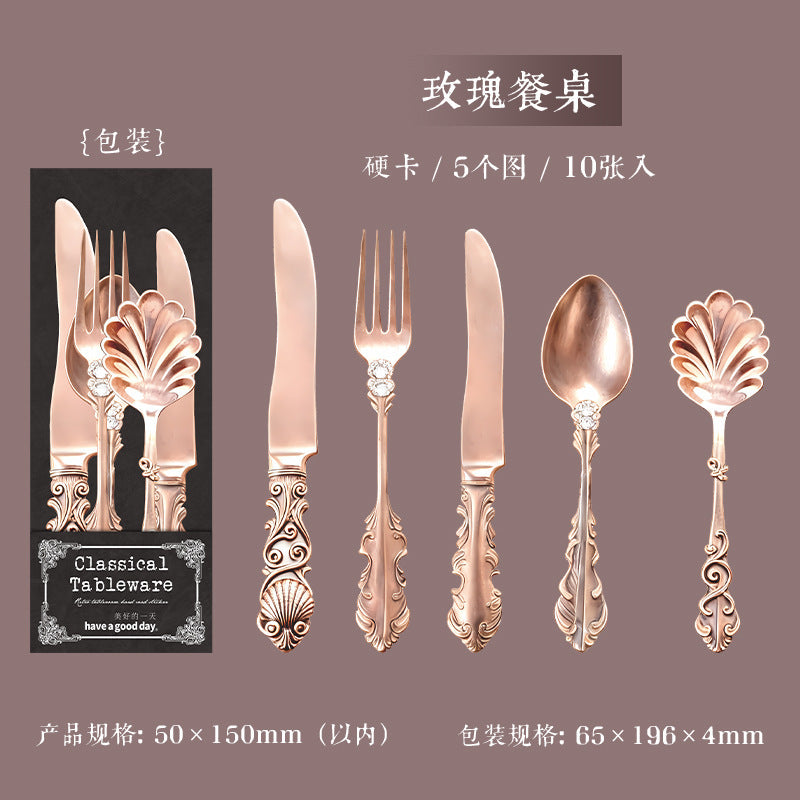 10pcs classical tableware sticker card sticker card pack(S25121207)