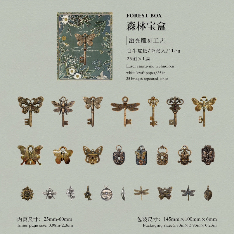 25pcs vintage keys sticker pack (S25112707)