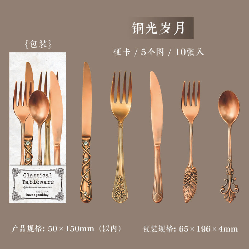 10pcs classical tableware sticker card sticker card pack(S25121207)