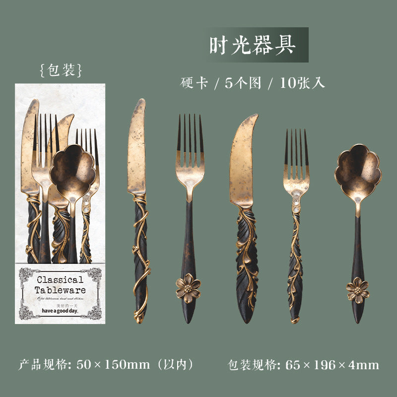 10pcs classical tableware sticker card sticker card pack(S25121207)