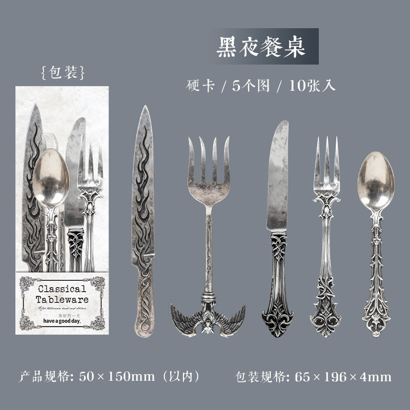 10pcs classical tableware sticker card sticker card pack(S25121207)