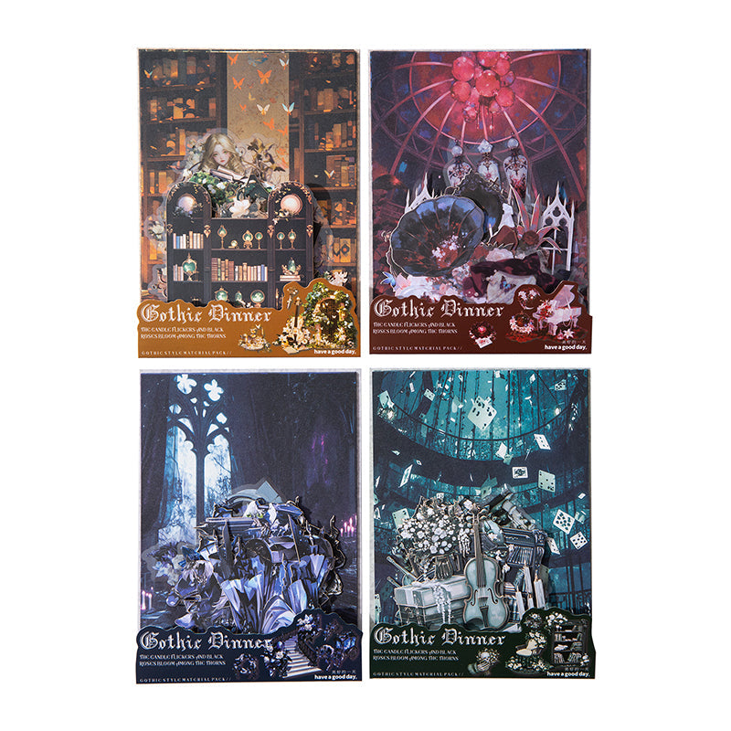 30 Stück Gothic-Aufkleber + Papierpackung (P25100906)