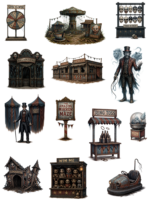 8 A5 size sheets Circus pre-cut PET sticker set (A25100401-1)