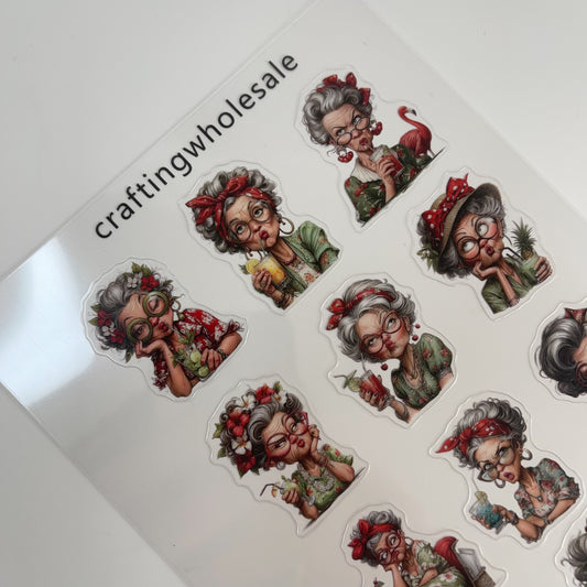 1pc Exclusive drink lady PET-stickers A5 size (S26011304)