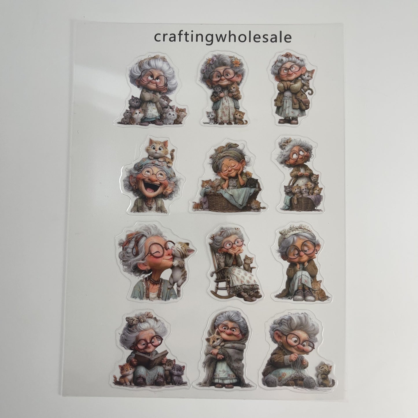 1pc Exclusive lady and cat PET-stickers A5 size (S26011305)