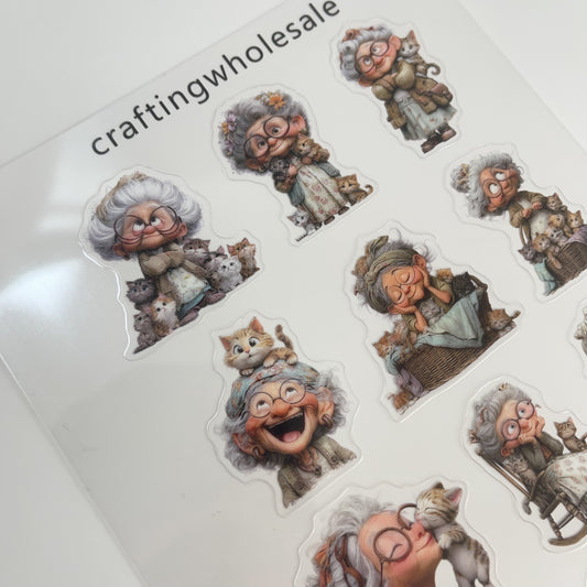 1pc Exclusive lady and cat PET-stickers A5 size (S26011305)