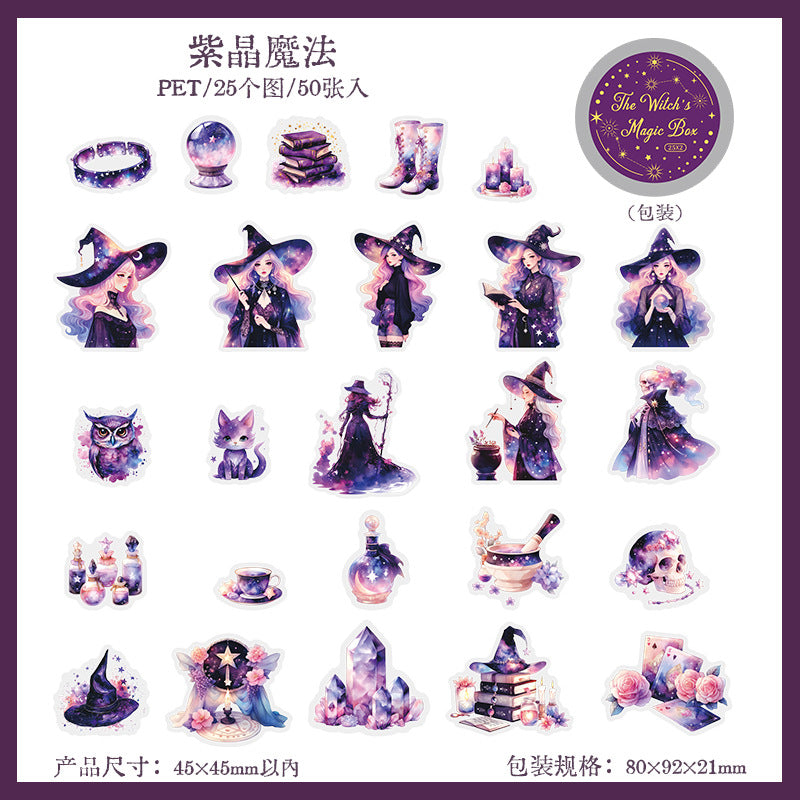50pcs witch magic sticker tin box（MLS25041005）
