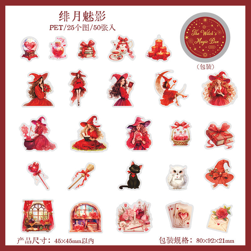 50pcs witch magic sticker tin box（MLS25041005）