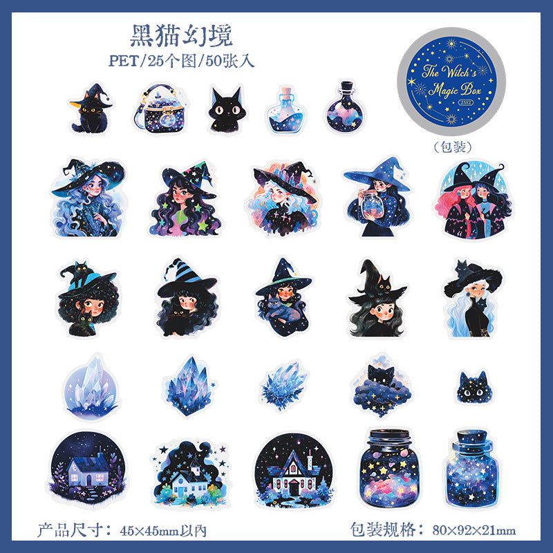 50pcs witch magic sticker tin box（MLS25041005）