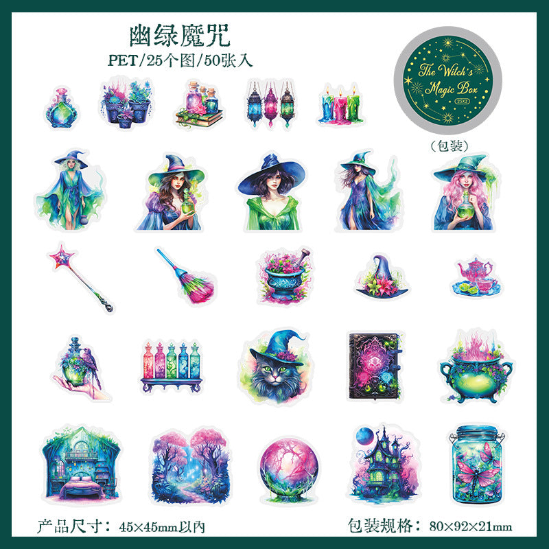 50pcs witch magic sticker tin box（MLS25041005）