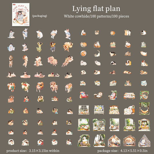 100pcs lying lifestyle sticker pack (S25082710)