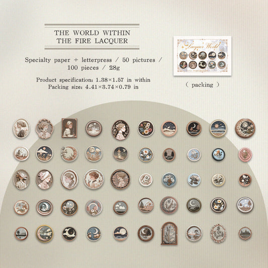 50pcs moon wax-seal sticker pack (S25092802)